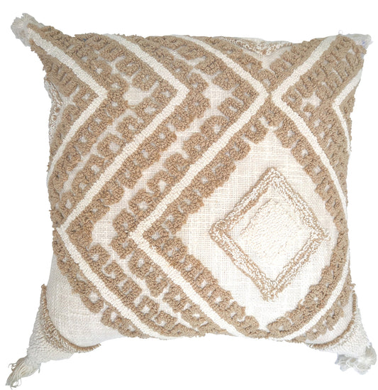 Cream cushion on beige with tufted diamond design 45x45cm - TRENDZ