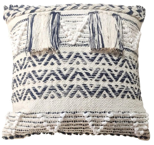 Blue/white woven & tufted cushion cover - TRENDZ