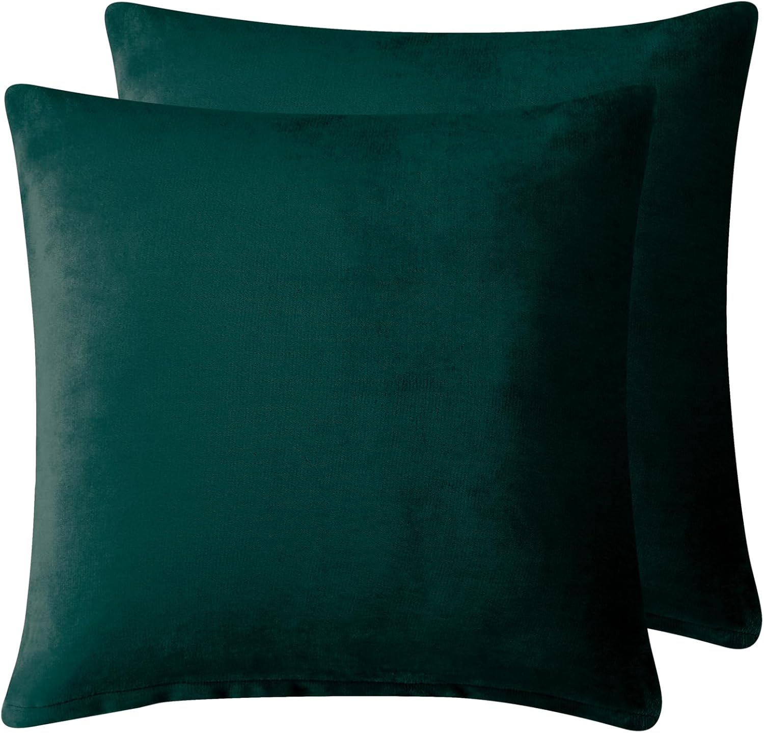 Teddy Sherpa Twin-Pack European Pillowcases - Soft Reversible Velvet & Sherpa Cushion Covers - Machine Washable with Zipper Closure - 65x65cm - Emerald Green - TRENDZ