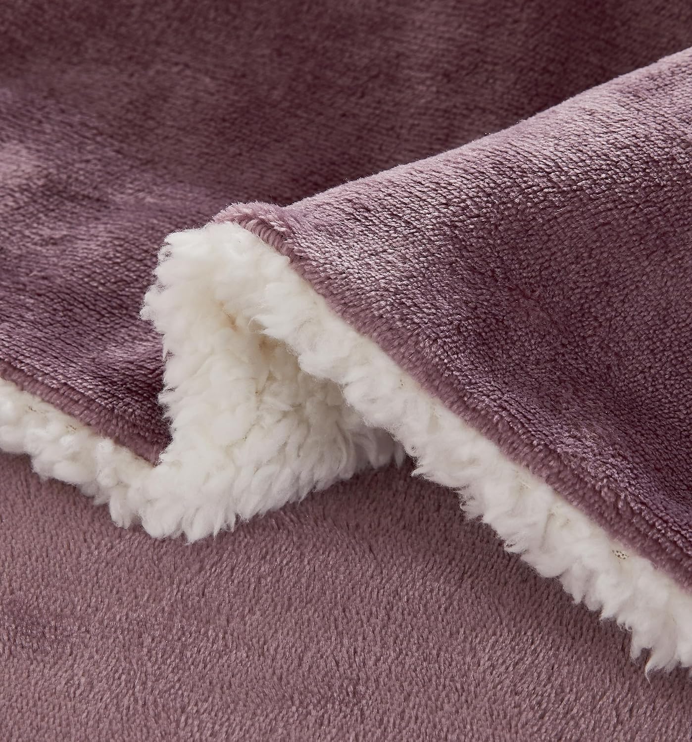Teddy Sherpa Twin-Pack European Pillowcases - Soft Reversible Velvet & Sherpa Cushion Covers - Machine Washable with Zipper Closure - 65x65cm - Mauve - TRENDZ