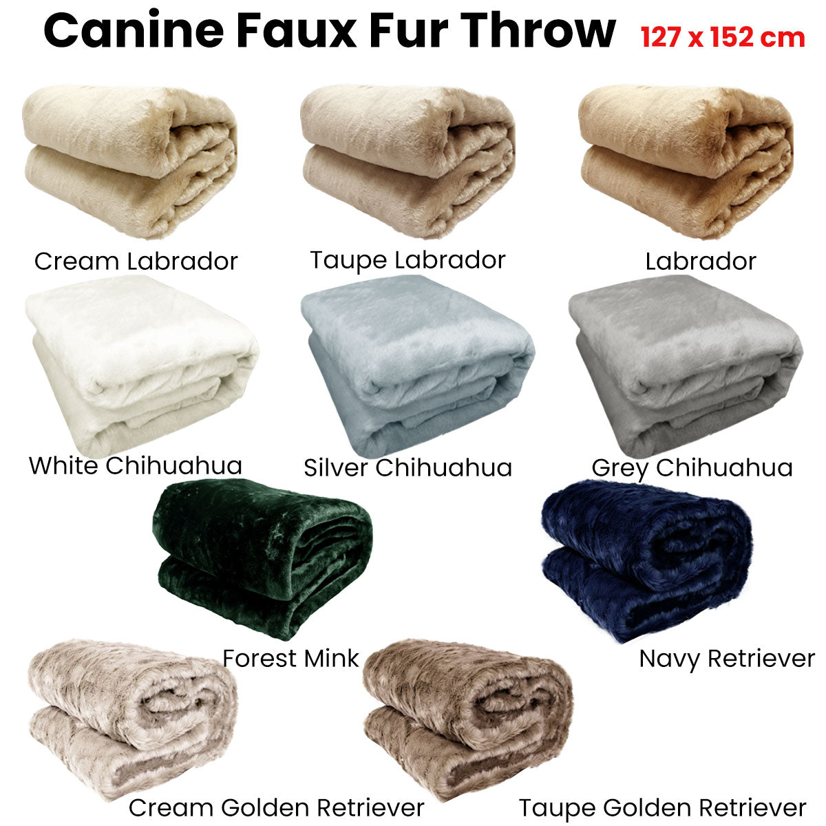 Canine Faux Fur Throw Rug 127 x 152 cm Labrador - TRENDZ
