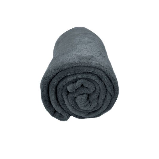 Solid Colour Soft Coral Fleece Throw Rug 127 x 152 cm Charcoal - TRENDZ
