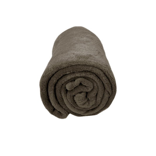 Solid Colour Soft Coral Fleece Throw Rug 127 x 152 cm Walnut - TRENDZ