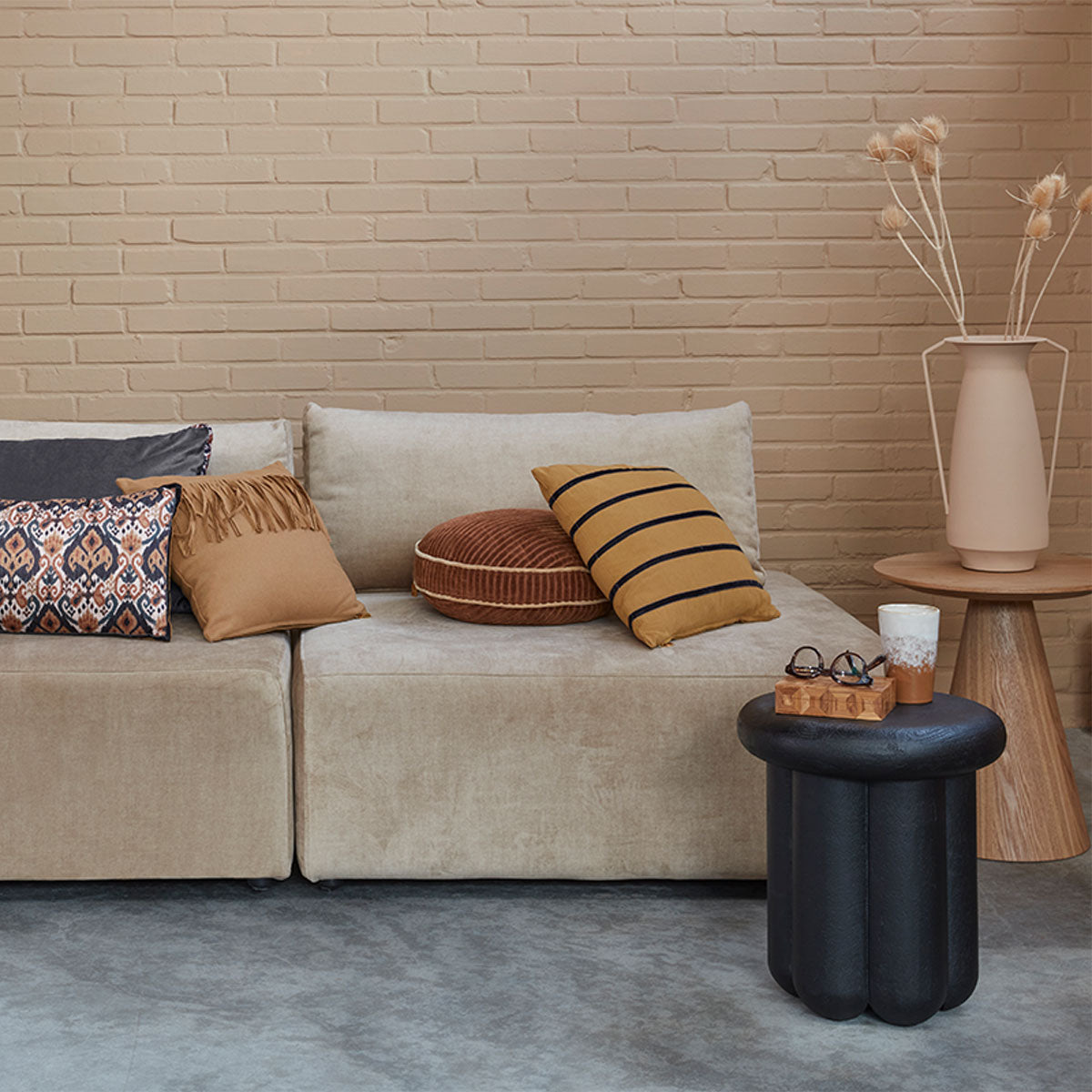 KAAT Amsterdam Myron Brown Stripe Square Filled Cushion 40cm x 40cm