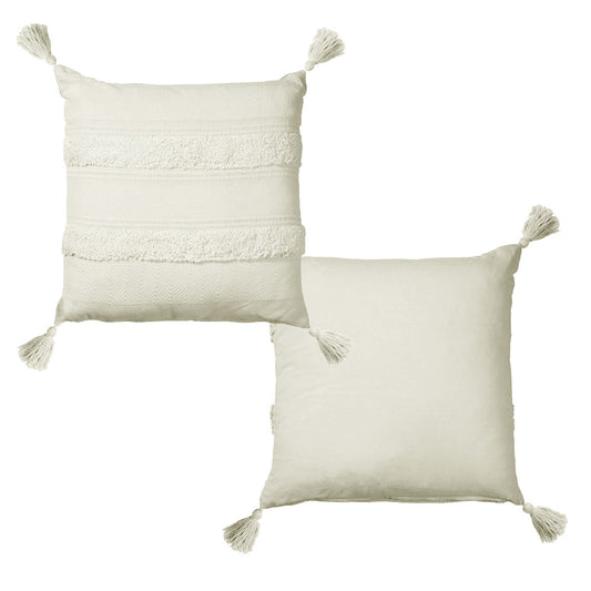Accessorize Indra Cotton Cushion Cover Off White - TRENDZ