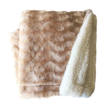 plush fleece sherpa backed reversible throw beige - TRENDZ