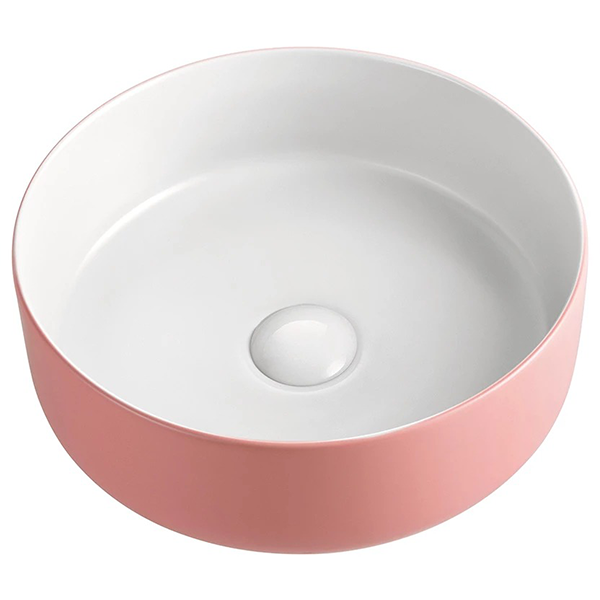 2021 Matte Pink outside Round 360 mm Dia top counter basin porcelain sink - TRENDZ