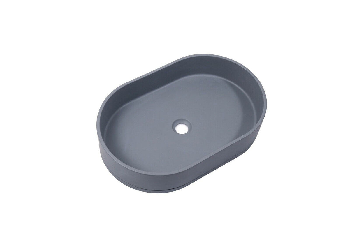 Ultra Modern Concrete Cement Wash Basin Counter Top Matte Dark Gray Oval Basin - TRENDZ