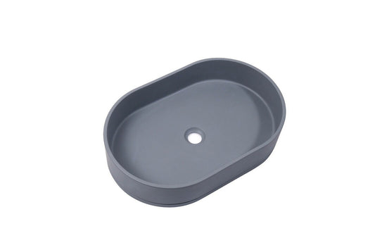 Ultra Modern Concrete Cement Wash Basin Counter Top Matte Dark Gray Oval Basin - TRENDZ