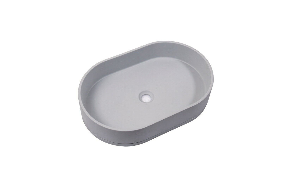 Ultra Modern Concrete Cement Wash Basin Counter Top Matte Light Gray Oval Basin - TRENDZ