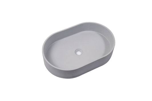 Ultra Modern Concrete Cement Wash Basin Counter Top Matte Light Gray Oval Basin - TRENDZ