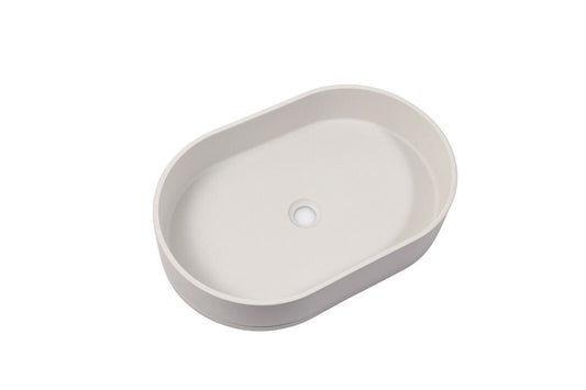 Ultra Modern Concrete Cement Wash Basin Counter Top Matte White Oval Basin - TRENDZ