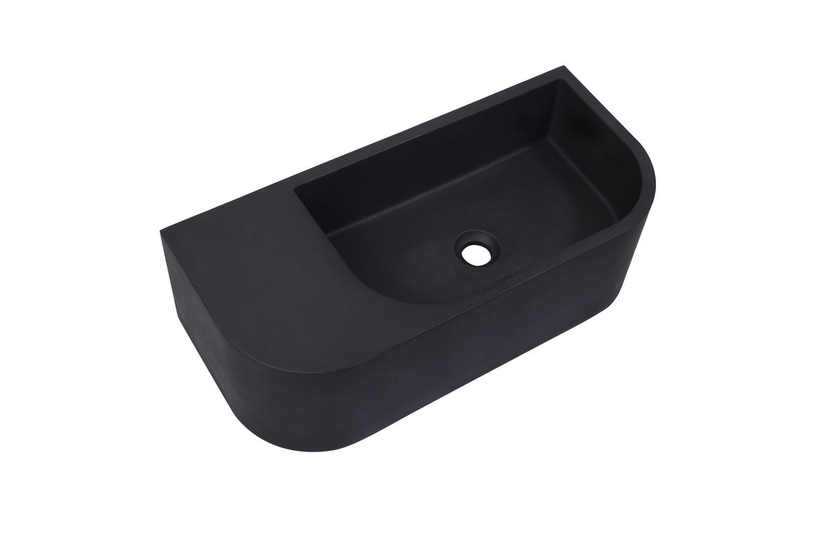 New Concrete Cement Wash Basin Counter Top Matte Black Wall Hung Basin - TRENDZ