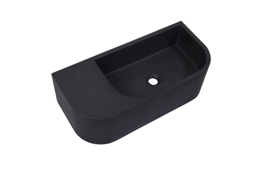 New Concrete Cement Wash Basin Counter Top Matte Black Wall Hung Basin - TRENDZ