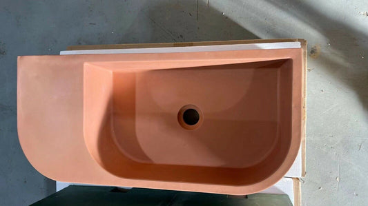 New Concrete Cement Wash Basin Counter Top Matte Clay Red Wall Hung Basin - TRENDZ