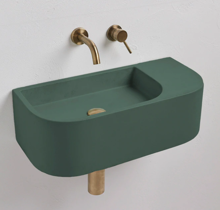 New Concrete Cement Wash Basin Counter Top Matte Lake Green Wall Hung Basin - TRENDZ