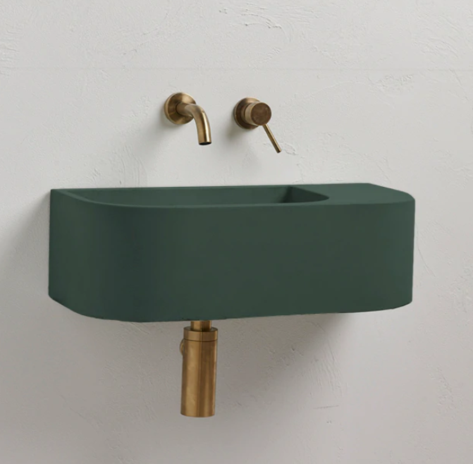 New Concrete Cement Wash Basin Counter Top Matte Lake Green Wall Hung Basin - TRENDZ
