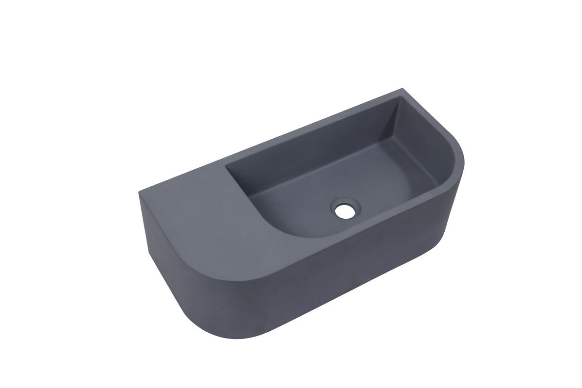 New Concrete Cement Wash Basin Counter Top Matte Dark Grey Wall Hung Basin - TRENDZ
