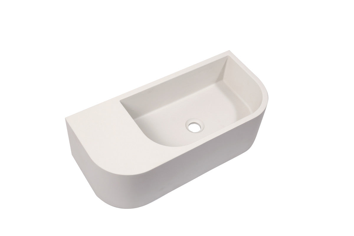 New Concrete Cement Wash Basin Counter Top Matte White Wall Hung Basin - TRENDZ