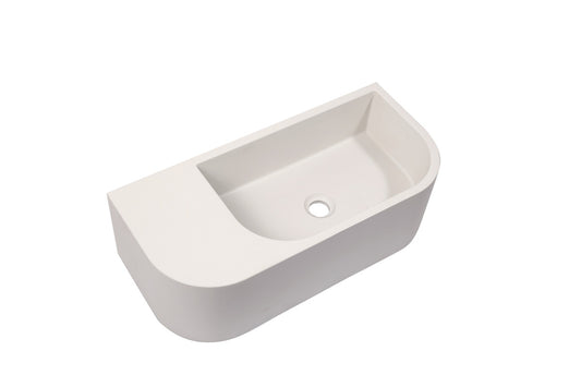 New Concrete Cement Wash Basin Counter Top Matte White Wall Hung Basin - TRENDZ