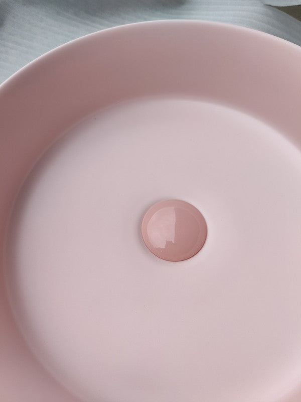 2020 Matte Pink Round 360 mm Dia top counter basin porcelain sink - TRENDZ