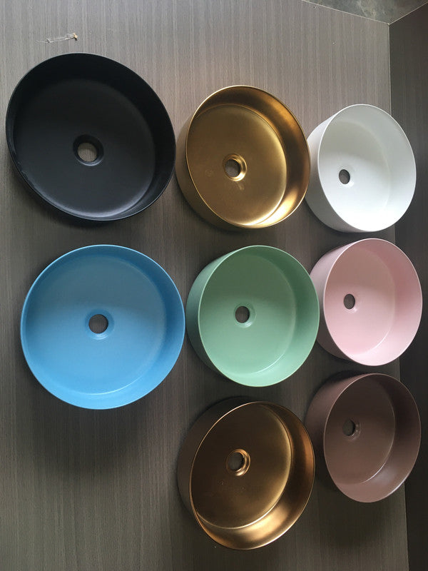 2020 Matte Pink Round 360 mm Dia top counter basin porcelain sink - TRENDZ