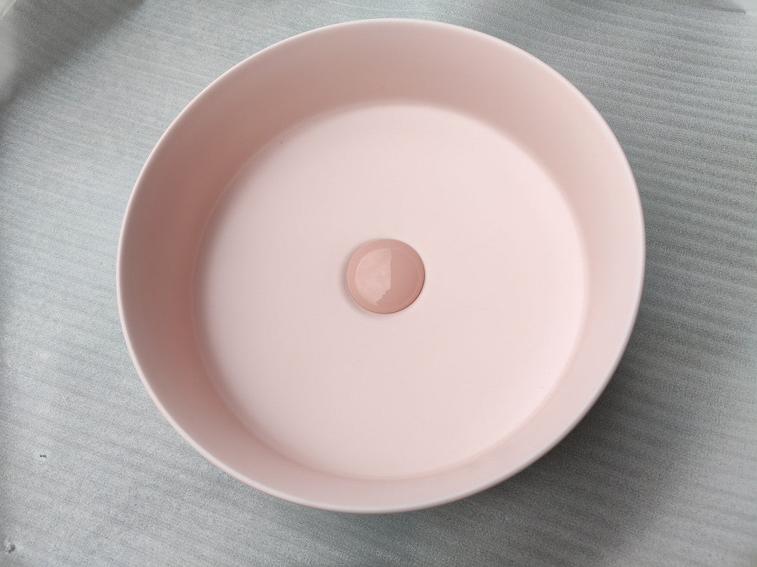 2020 Matte Pink Round 360 mm Dia top counter basin porcelain sink - TRENDZ