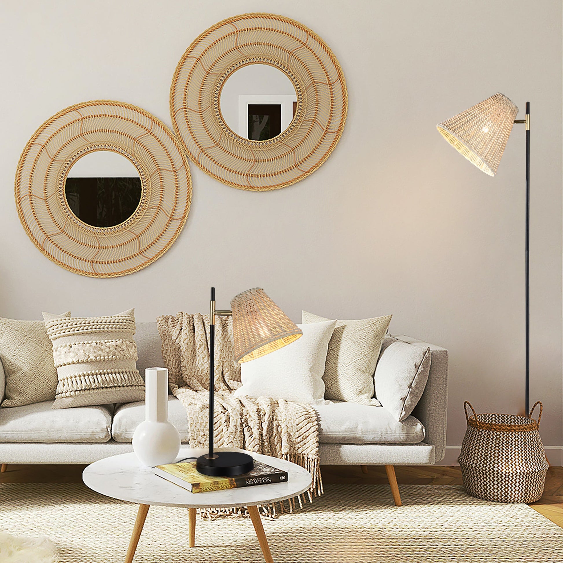 Yvette Rattan Table Lamp - TRENDZ
