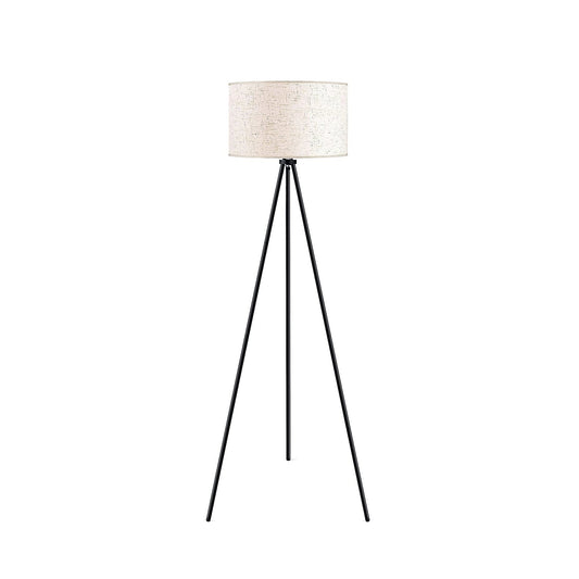 Reynaldo Tripod Floor Lamp – Black Iron Base with Beige Linen Shade