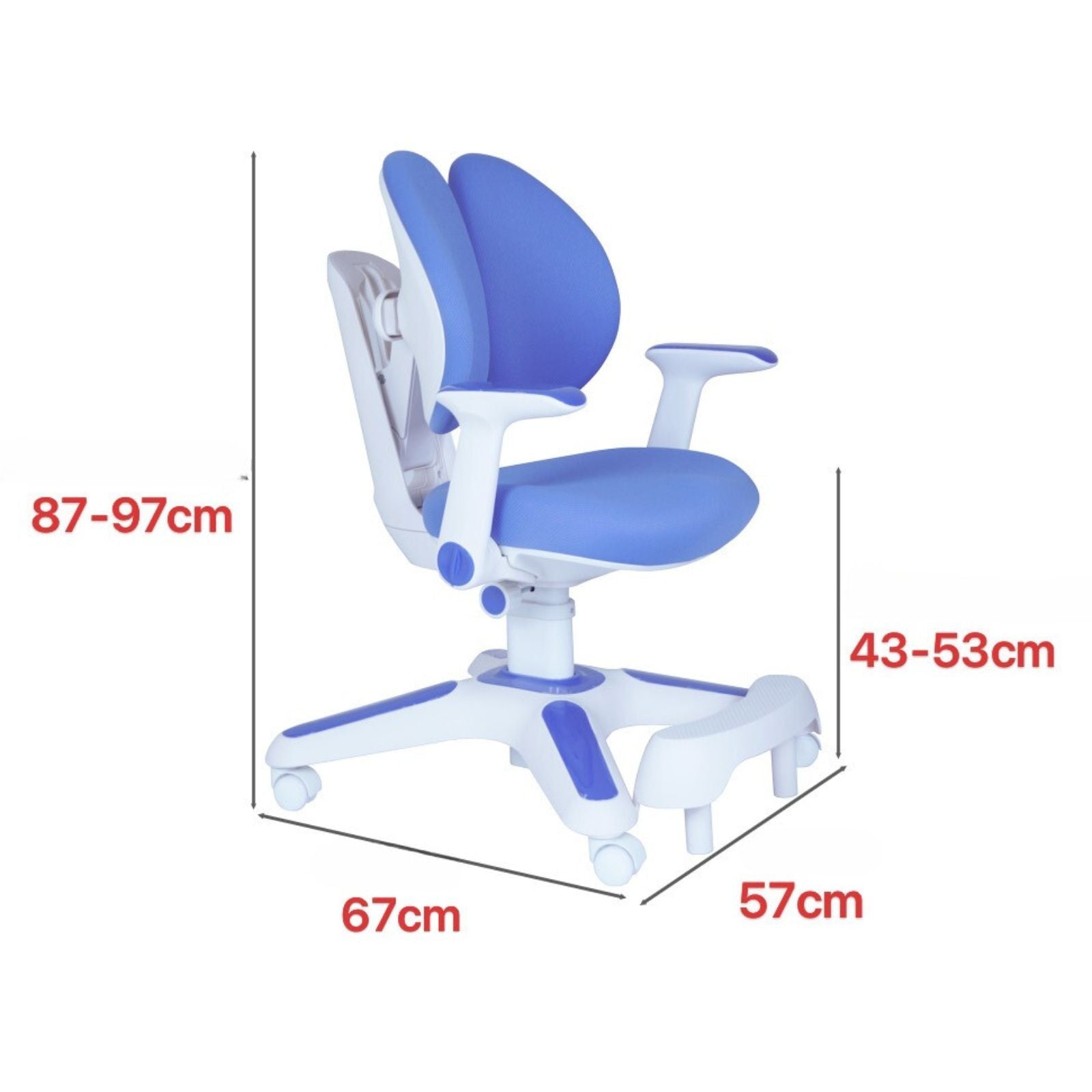 Ergonomic Children Kids Study Chair Set Height Adjustable - Blue - TRENDZ