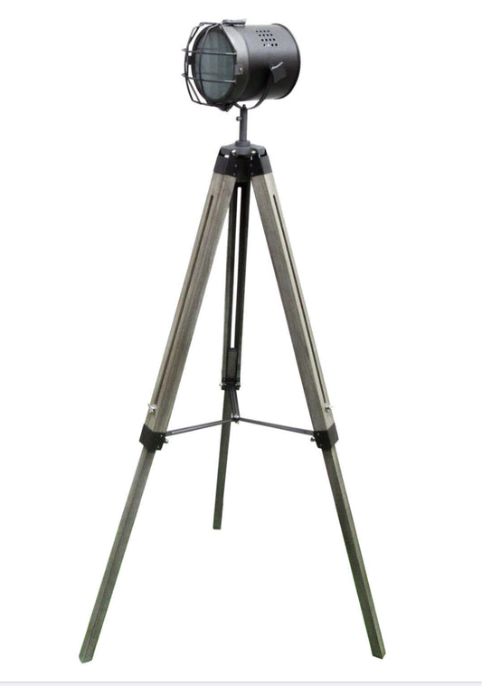 139cm Nautical Tripod Floor Lamp w Steel Grey Lamp Head Searchlight Spot Light Modern - TRENDZ
