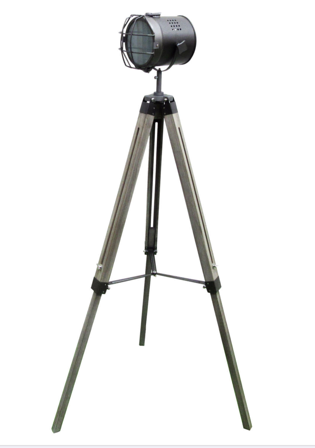 139cm Nautical Tripod Floor Lamp w Steel Grey Lamp Head Searchlight Spot Light Modern - TRENDZ