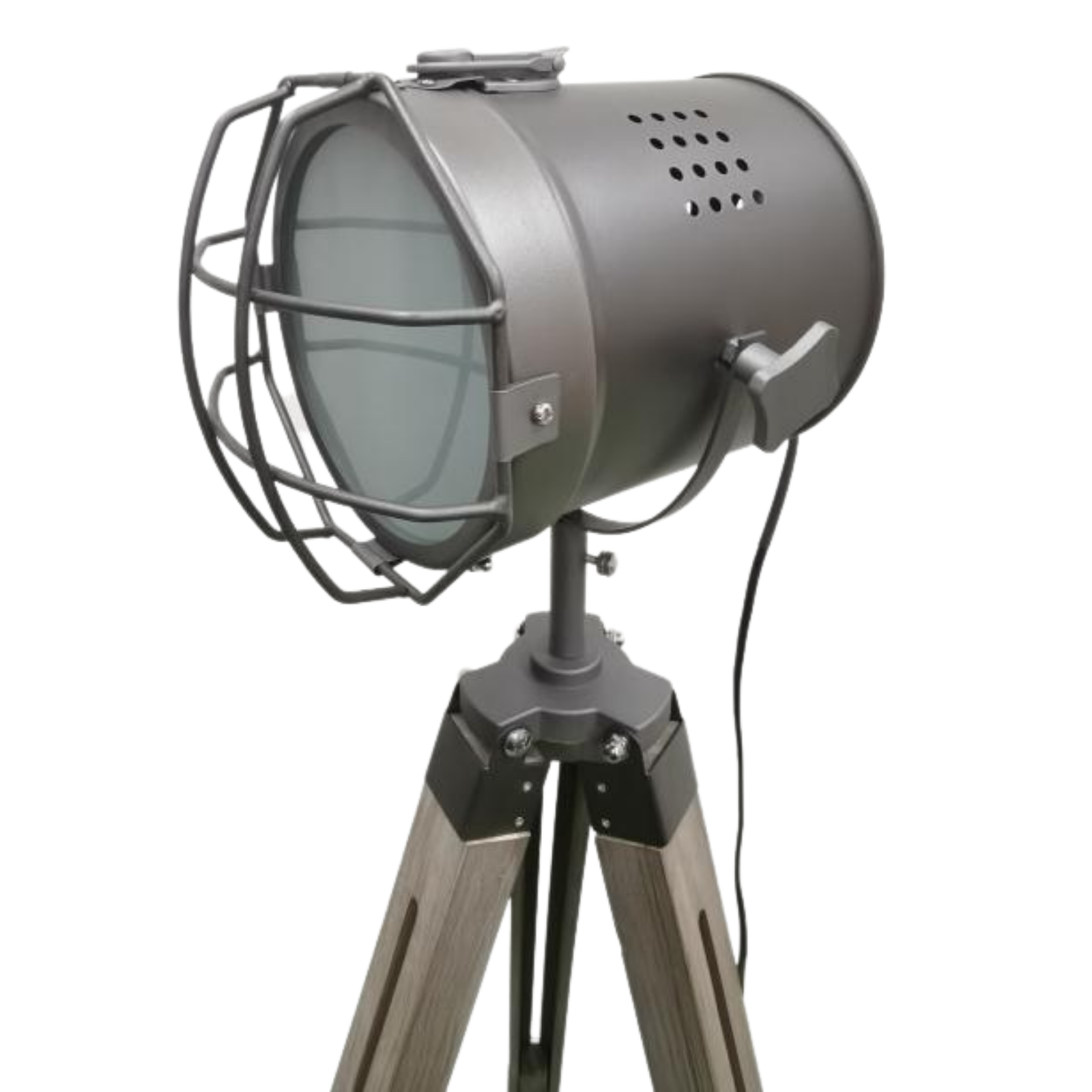 139cm Nautical Tripod Floor Lamp w Steel Grey Lamp Head Searchlight Spot Light Modern - TRENDZ