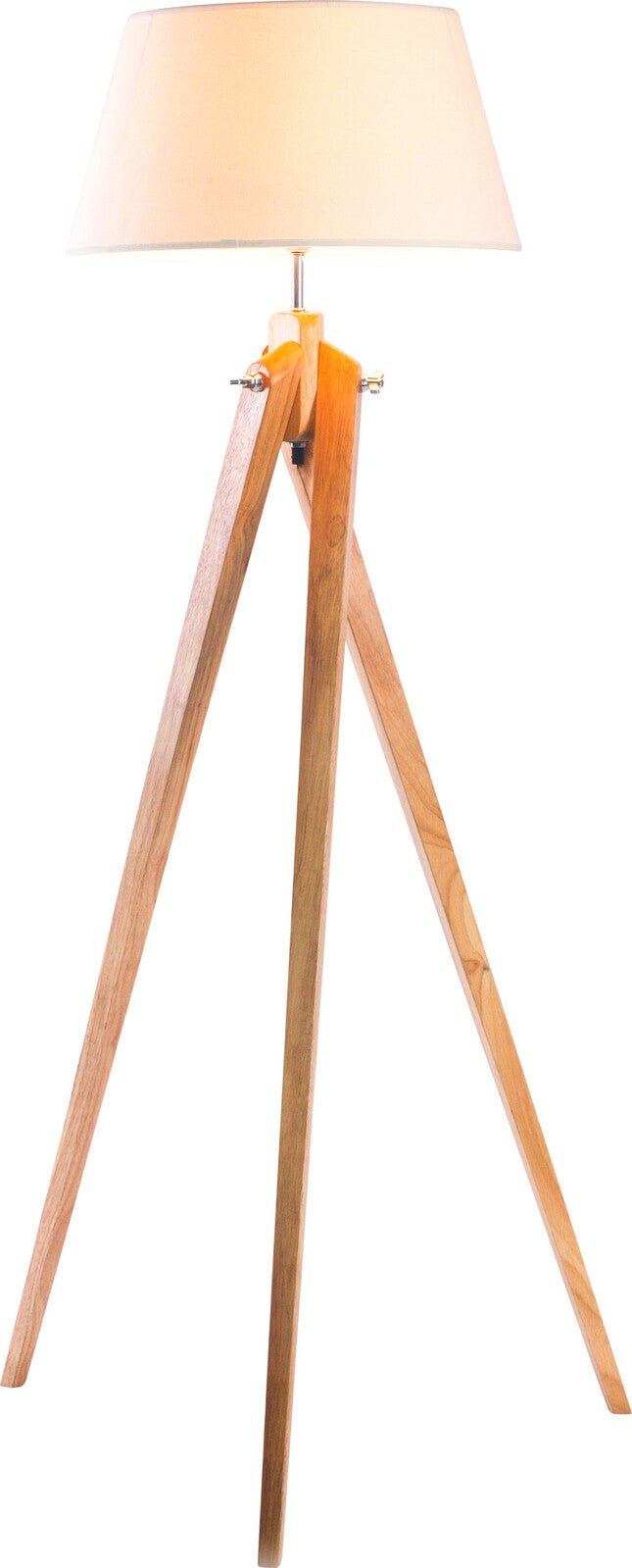 Large Tripod Floor Lamp – Bamboo Wood Base with Beige Linen Shade