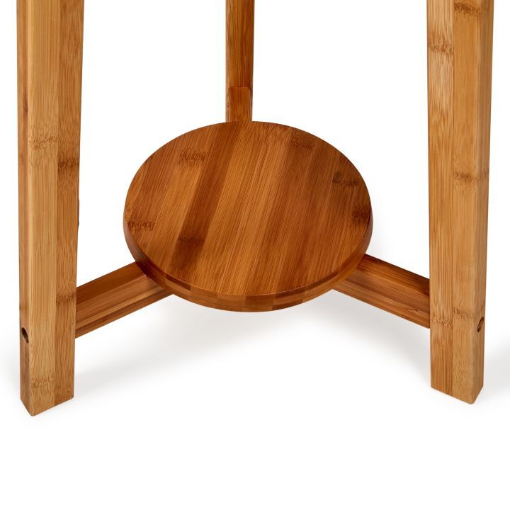 155cm Large Bamboo Wooden Tripod Floor Lamp w Beige Linen Light Shade - TRENDZ