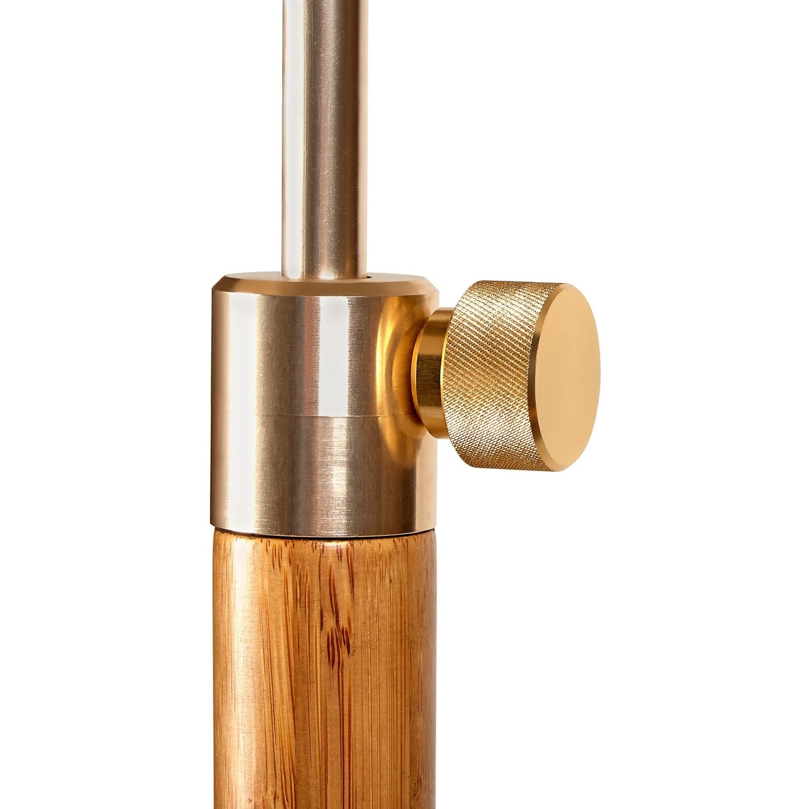 165cm Adjustable Bamboo Tripod Floor Lamp Light with Linen Shade & Built-In Table - TRENDZ