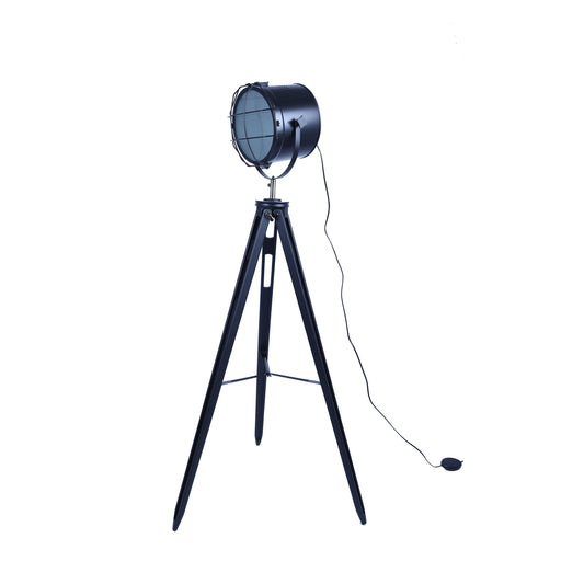158cm Nautical Tripod Floor Lamp w Matte Black Lamp Head Searchlight Spot Light - TRENDZ