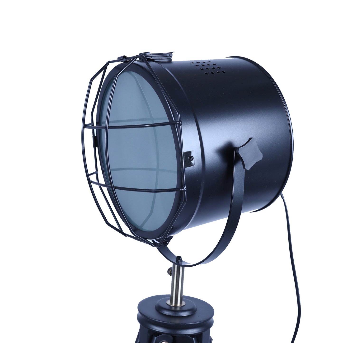 158cm Nautical Tripod Floor Lamp w Matte Black Lamp Head Searchlight Spot Light - TRENDZ