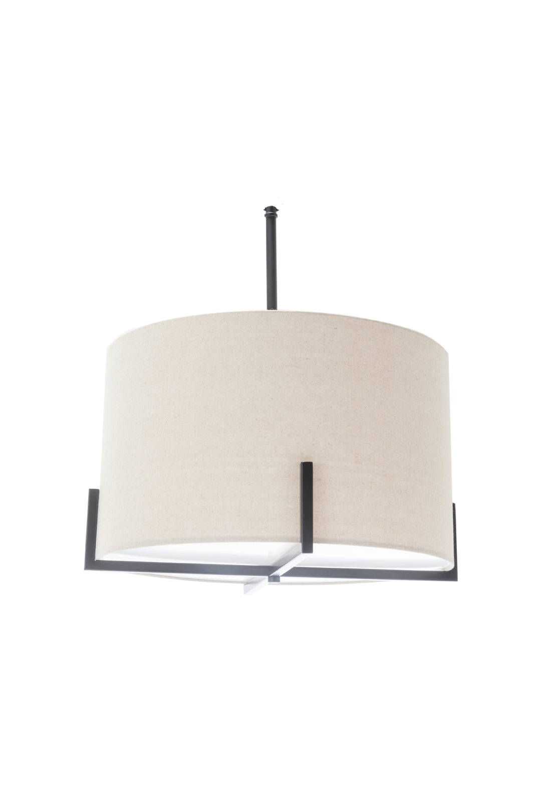 Modern Scandi Metal Hanging Pendant Lamp w/ Linen Shade Light - Matte Black - TRENDZ
