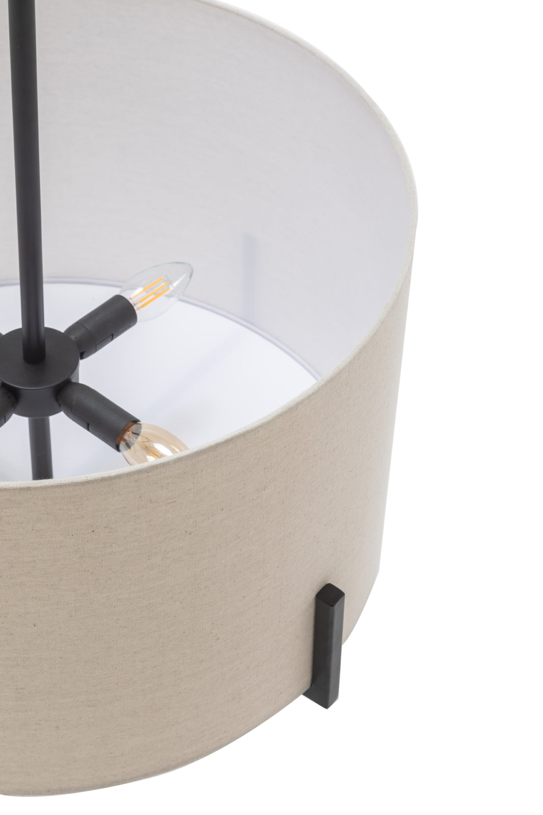 Modern Scandi Metal Hanging Pendant Lamp w/ Linen Shade Light - Matte Black - TRENDZ