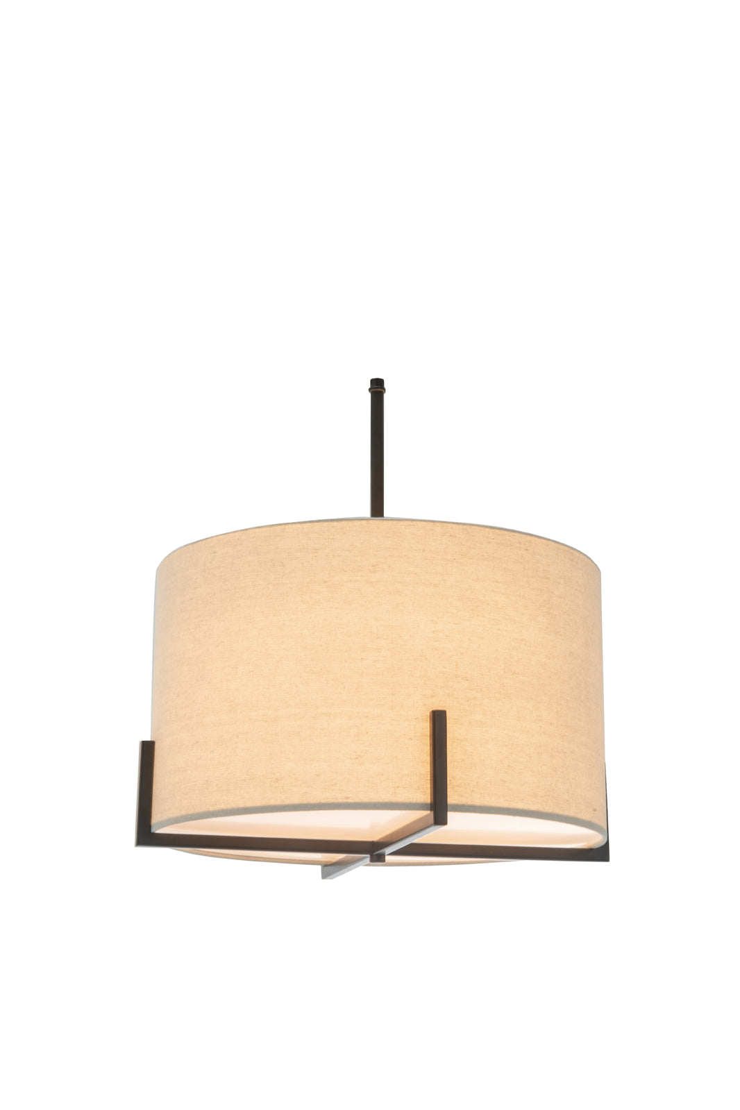 Modern Scandi Metal Hanging Pendant Lamp w/ Linen Shade Light - Matte Black - TRENDZ
