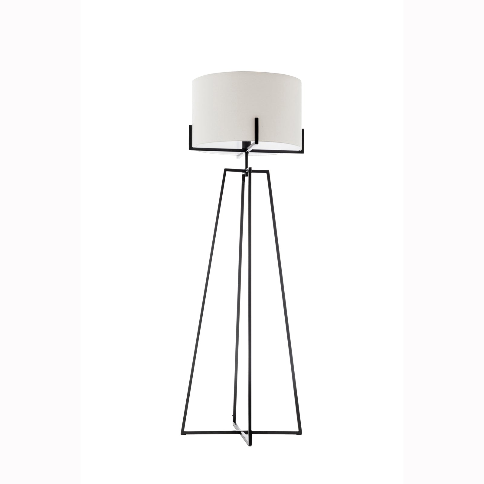 Modern Dimmable Floor Lamp + Table Desk Lamp w/ Linen Shade Scandi - Matte Black - TRENDZ