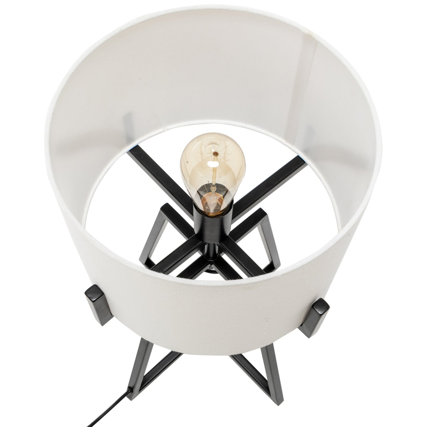 Modern Scandi Metal Dimmable Table Desk Lamp Light w/ Linen Shade - Matte Black - TRENDZ
