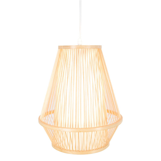 Natural Woven Bamboo Empire Pendant Lamp Hanging Light Bell Shade Boho Tropical - TRENDZ