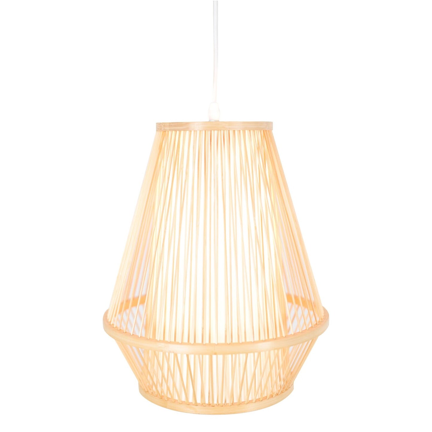 Natural Woven Bamboo Empire Pendant Lamp Hanging Light Bell Shade Boho Tropical - TRENDZ