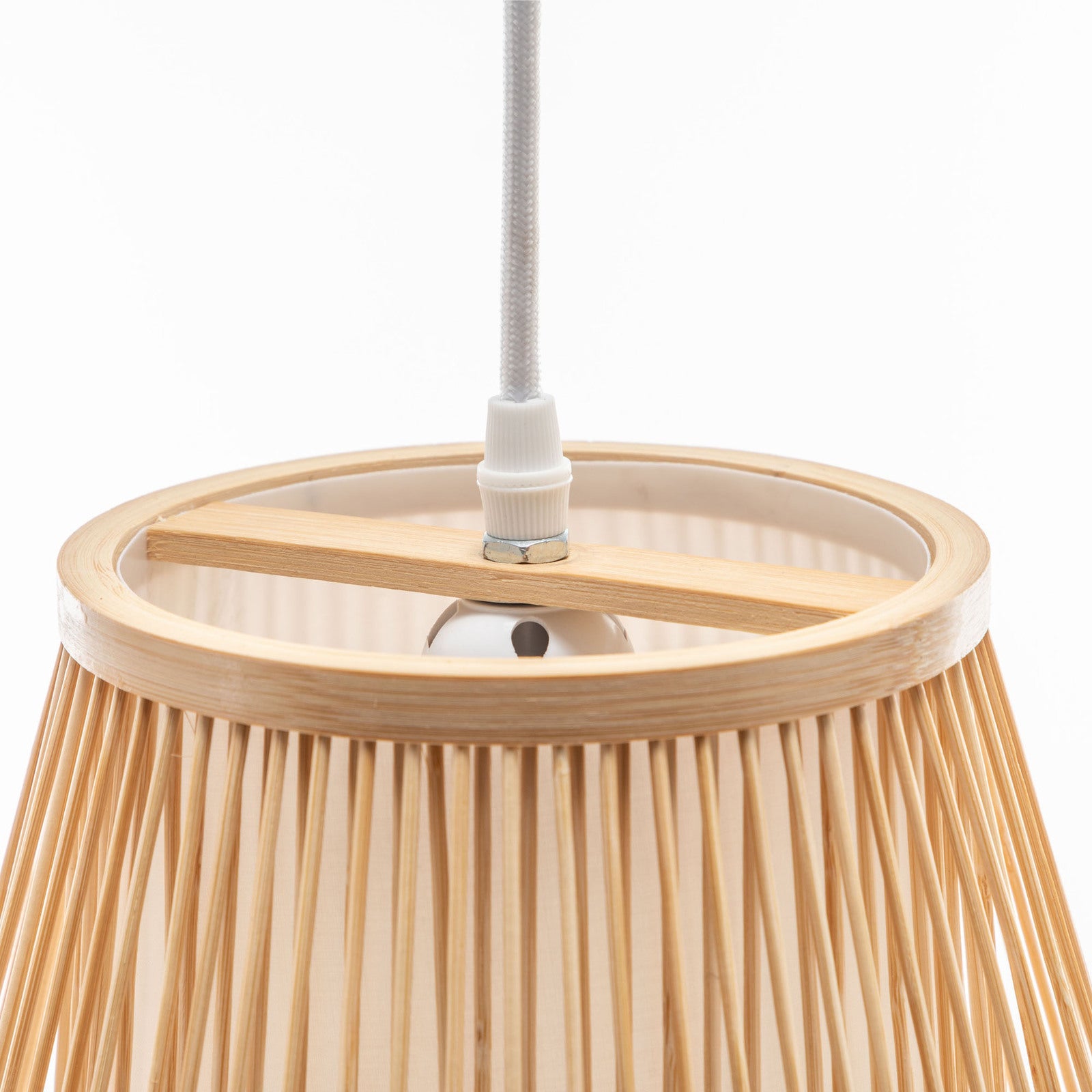 Natural Woven Bamboo Empire Pendant Lamp Hanging Light Bell Shade Boho Tropical - TRENDZ