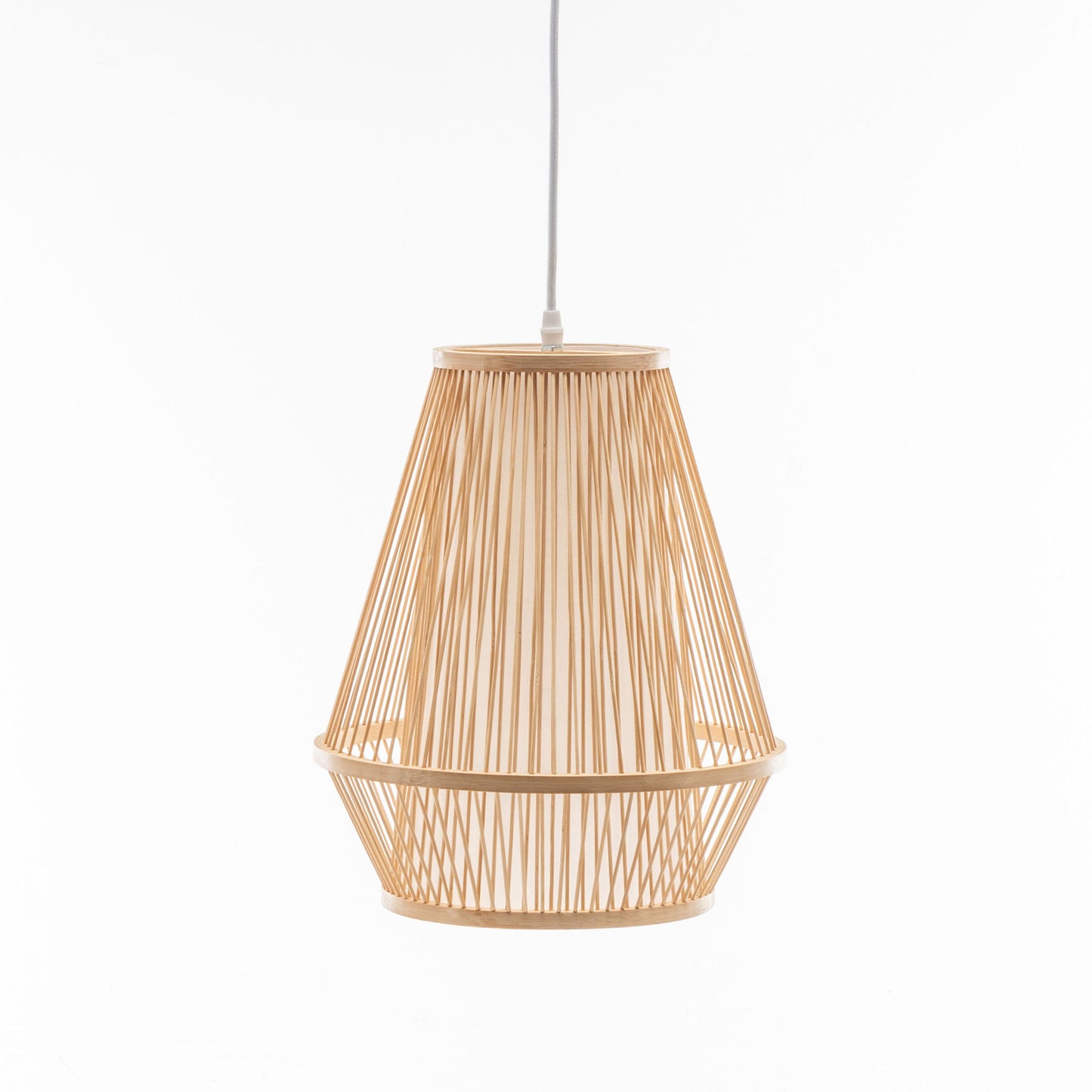 Natural Woven Bamboo Empire Pendant Lamp Hanging Light Bell Shade Boho Tropical - TRENDZ