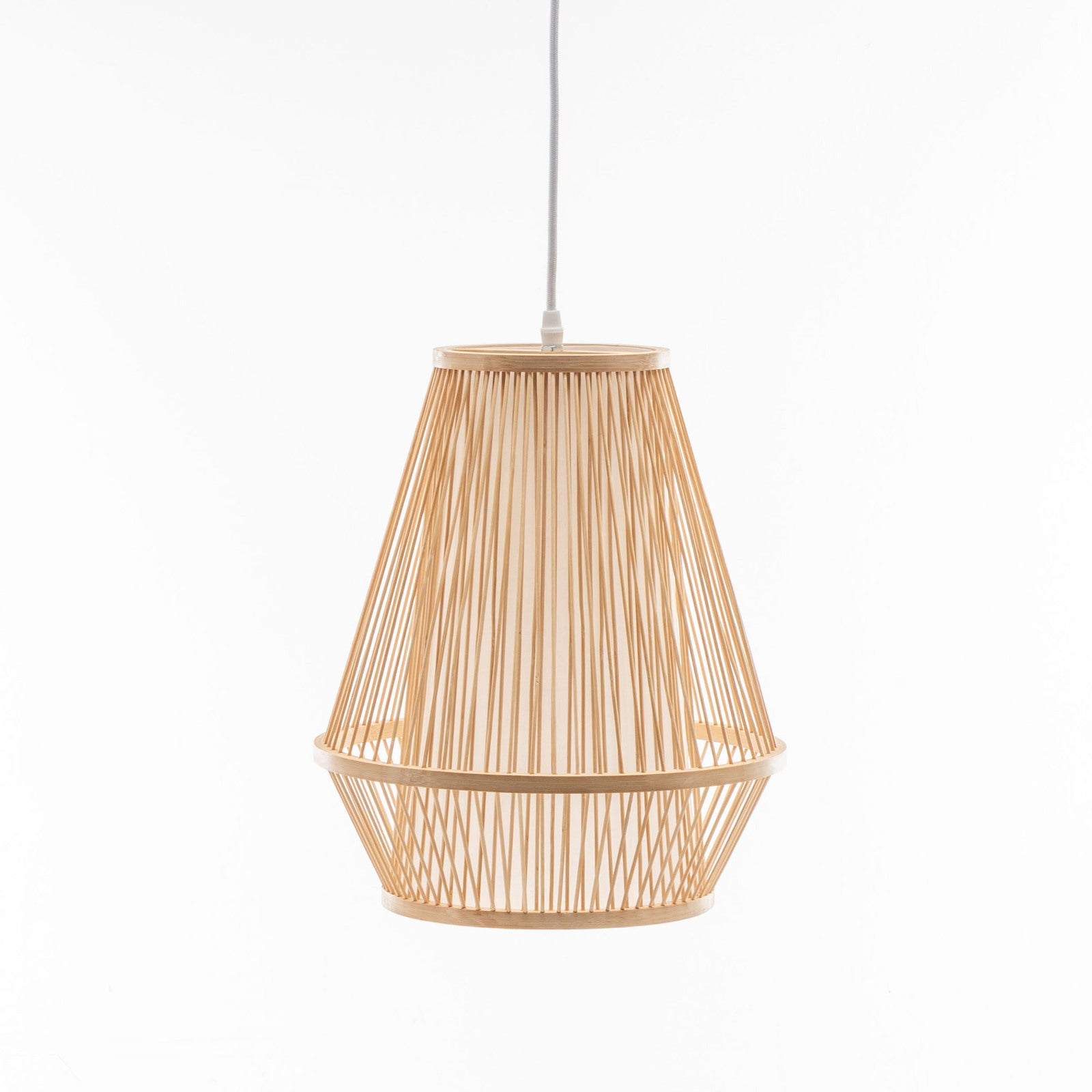 Natural Woven Bamboo Empire Pendant Lamp Hanging Light Bell Shade Boho Tropical - TRENDZ