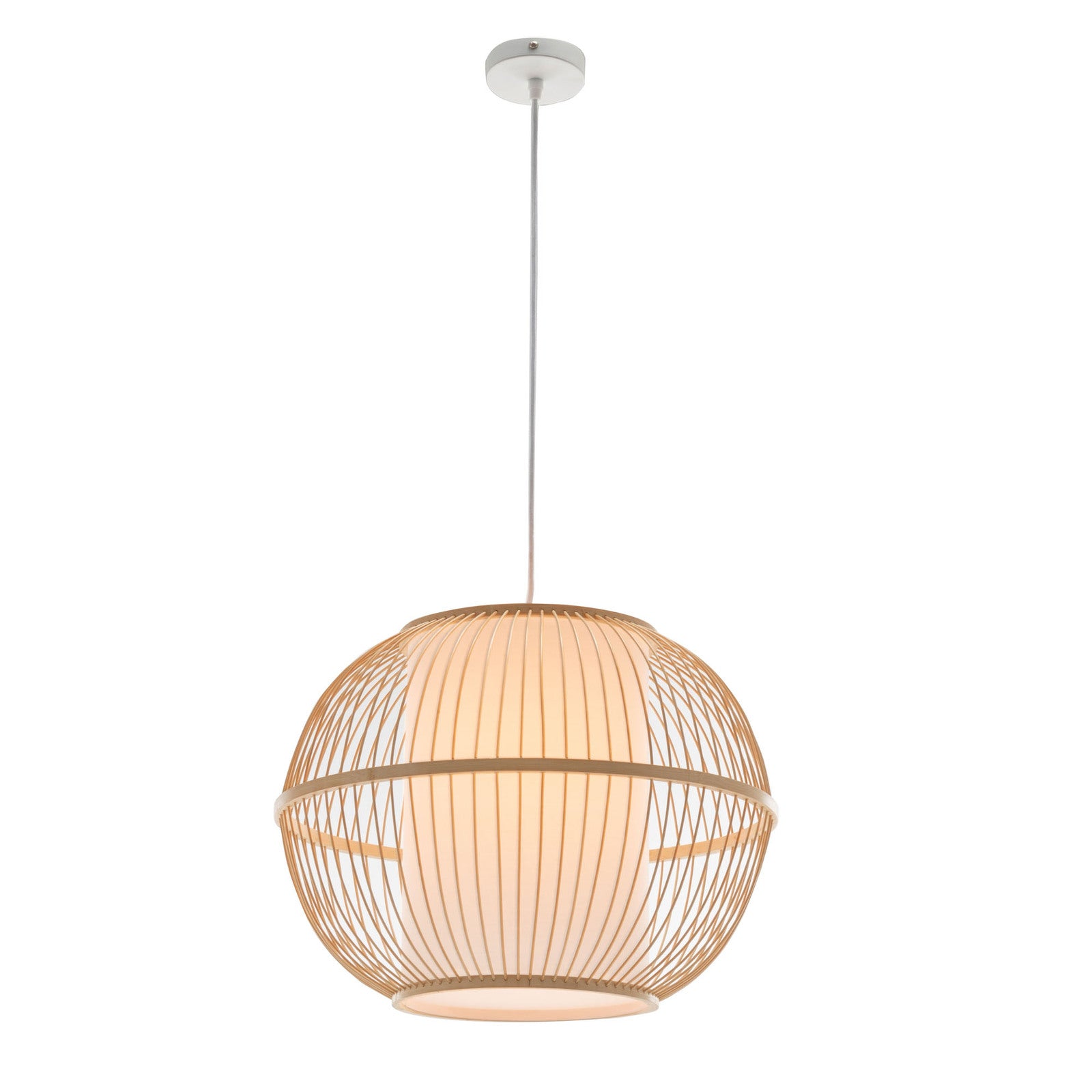 Natural Woven Bamboo Sphere Pendant Lamp Hanging Light Bell Shade Boho Tropical - TRENDZ