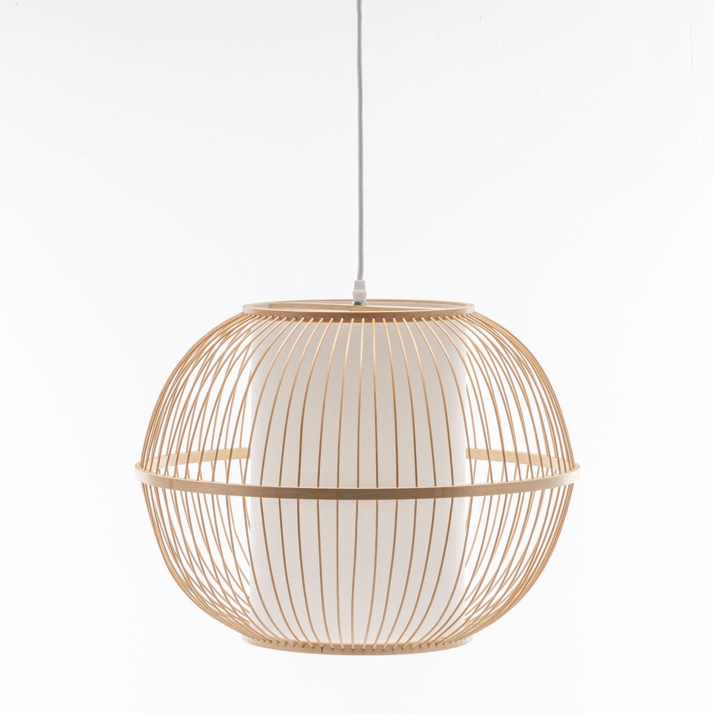 Natural Woven Bamboo Sphere Pendant Lamp Hanging Light Bell Shade Boho Tropical - TRENDZ